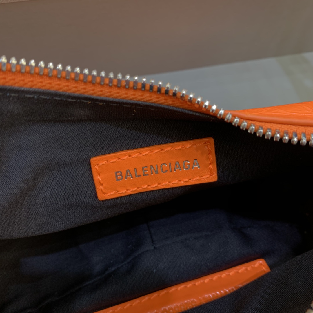 Balenciaga Le Cagole XS Shoulder Bag Crocodile Embossed Orange